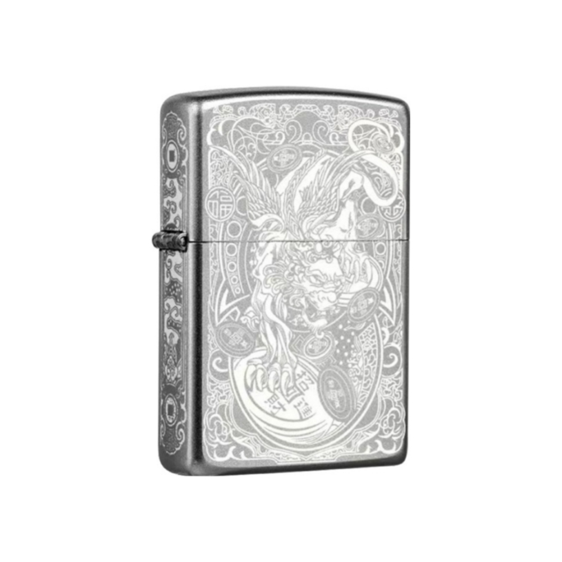 【谢霆锋同款】zippo 五面精雕招财貔貅煤油防风打火机 招财貔貅缎纱