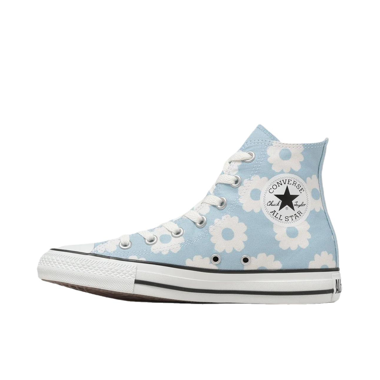 推荐商品：Converse/匡威 Chuck Taylor All Star 帆布鞋 常青款轻便防滑耐磨百搭复古圆头减震贴合高帮 高帮/浅蓝色/珍珠白