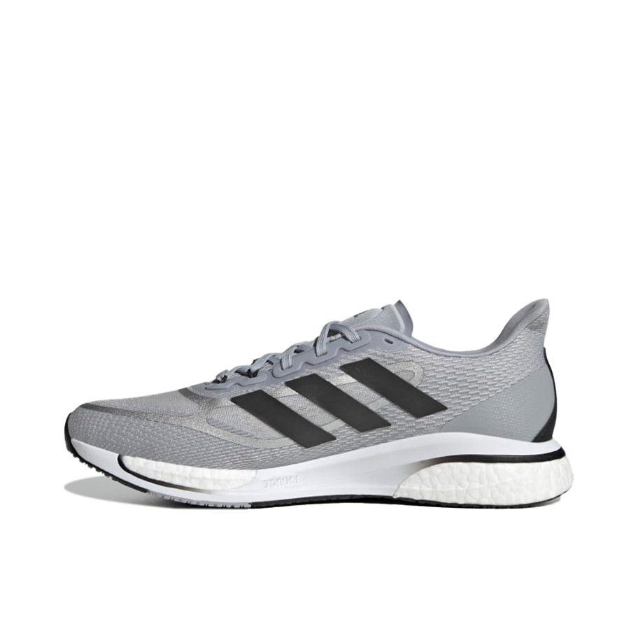推荐商品：adidas Supernova+ 跑鞋 防滑耐磨网布透气织物 银色/灰色