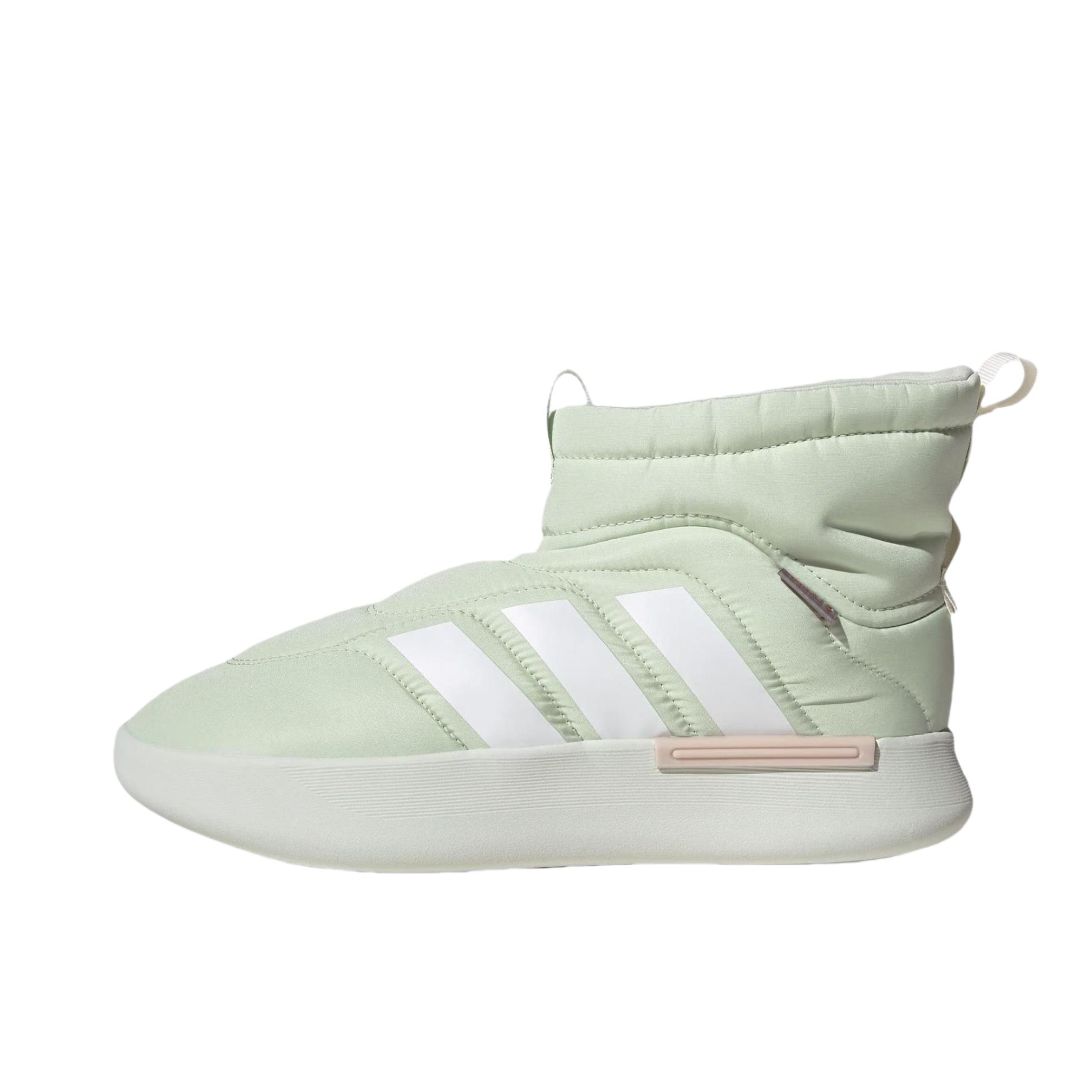 推荐商品：adidas Adipuff 运动休闲鞋 舒适轻便防滑耐磨百搭圆头 中帮/亚麻绿/亮白色/淡绿色