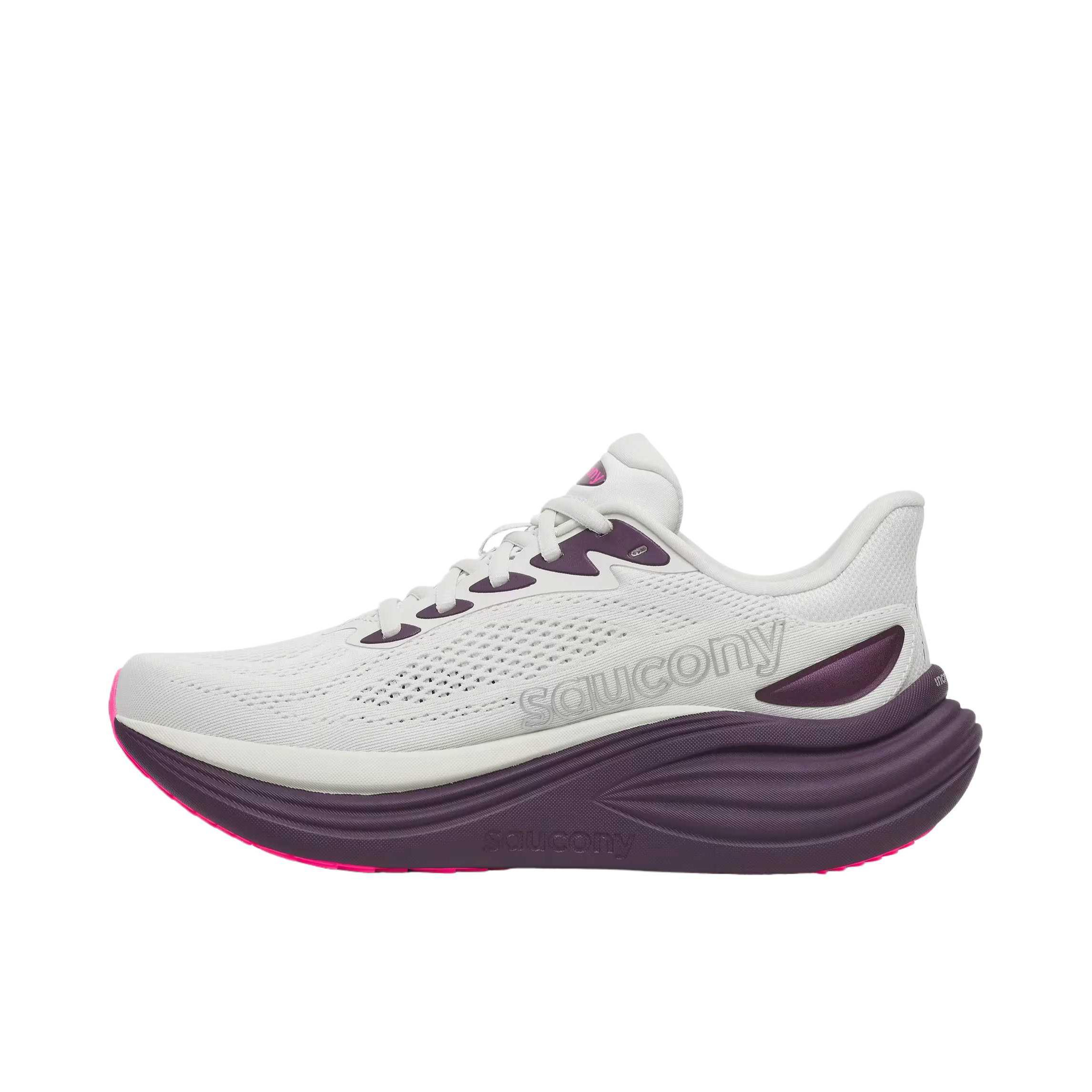 推荐商品：Saucony/索康尼 TRIUMPH 胜利 24 跑鞋 柔软透气圆头厚底 低帮/女款/石英色/茄紫色