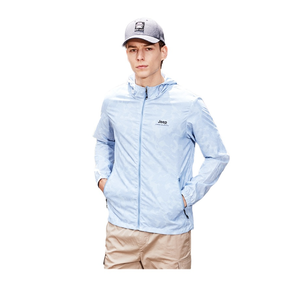 推荐商品：jeep  户外轻薄透气防晒衣 J912085255 灰蓝