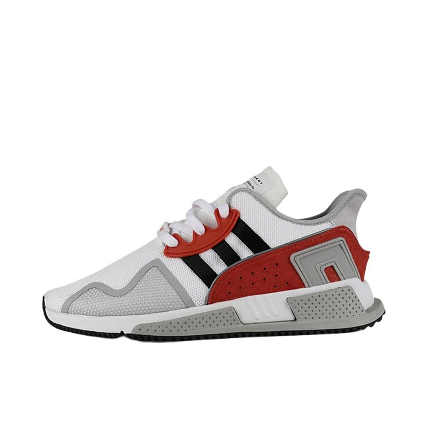 推荐商品：adidas EQT Cushion ADV 轻便减震 防滑耐磨 透气 织物 运动休闲鞋 Cloud White/Core Black/Hi-Res Red 白灰红