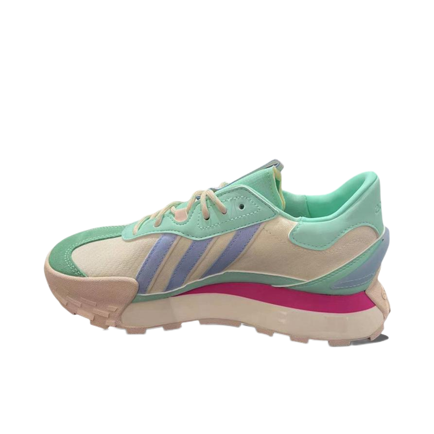 推荐商品：adidas neo Futro Mixr 运动休闲鞋 防滑耐磨轻便舒适增高厚底透气复古织物轻运动 青色/米白色