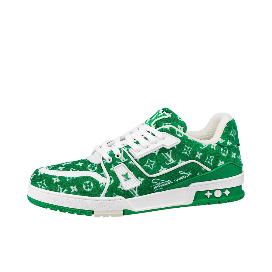 推荐商品：Louis Vuitton Trainer系列 时尚 牛皮 圆头 防滑 轻便 板鞋 翠绿色/白色