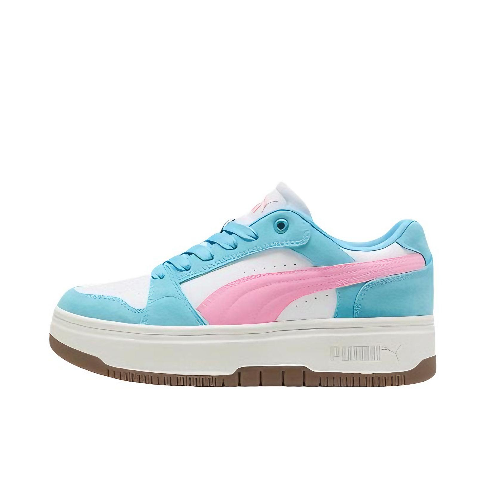 推荐商品：Puma/彪马 REBOUND LOW SD 板鞋 复古休闲增高 女款/白色/粉色/湖水蓝