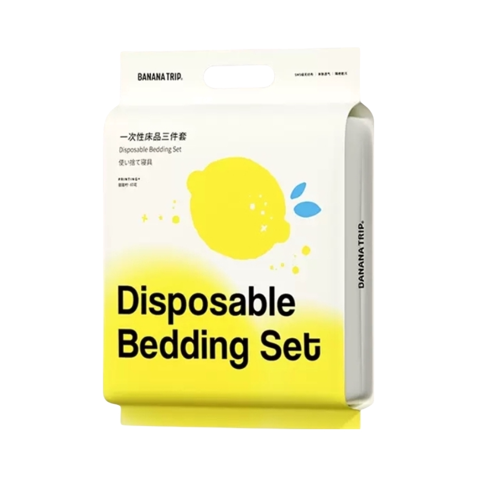 推荐商品：BANANA TRIP/蕉趣 SSMMS无纺布 单人 一次性床上套装 三件套 旅行酒店被套隔脏 加厚