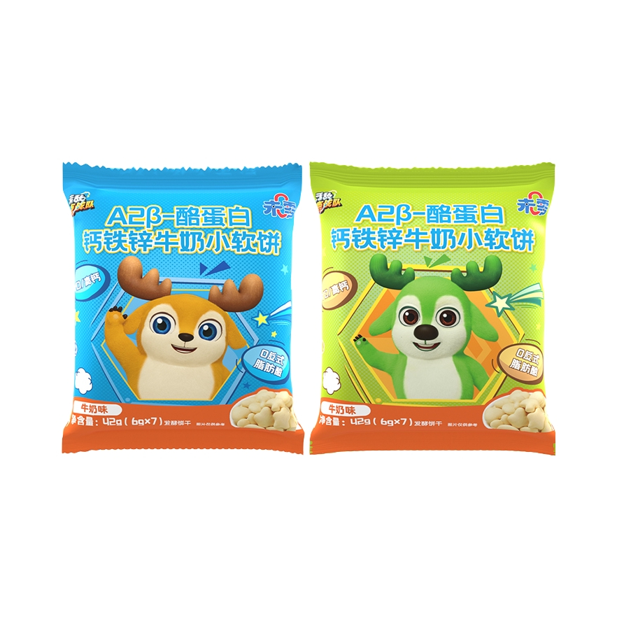 推荐商品：未零/beazero 无敌鹿战队儿童钙铁锌牛奶小软饼
