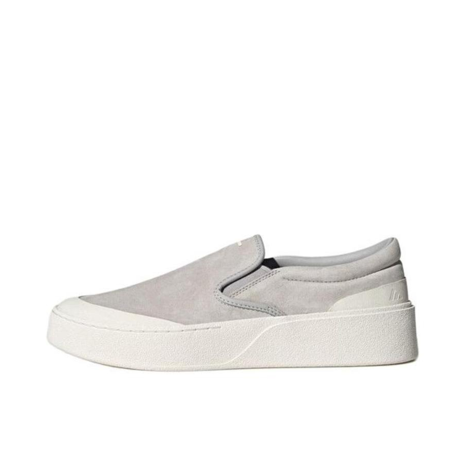 推荐商品：adidas LABCOURT LIGHT SLIP-ON 运动休闲鞋 一脚蹬防滑耐磨厚底低帮舒适百搭时尚简约 浅灰/亮白/黑色