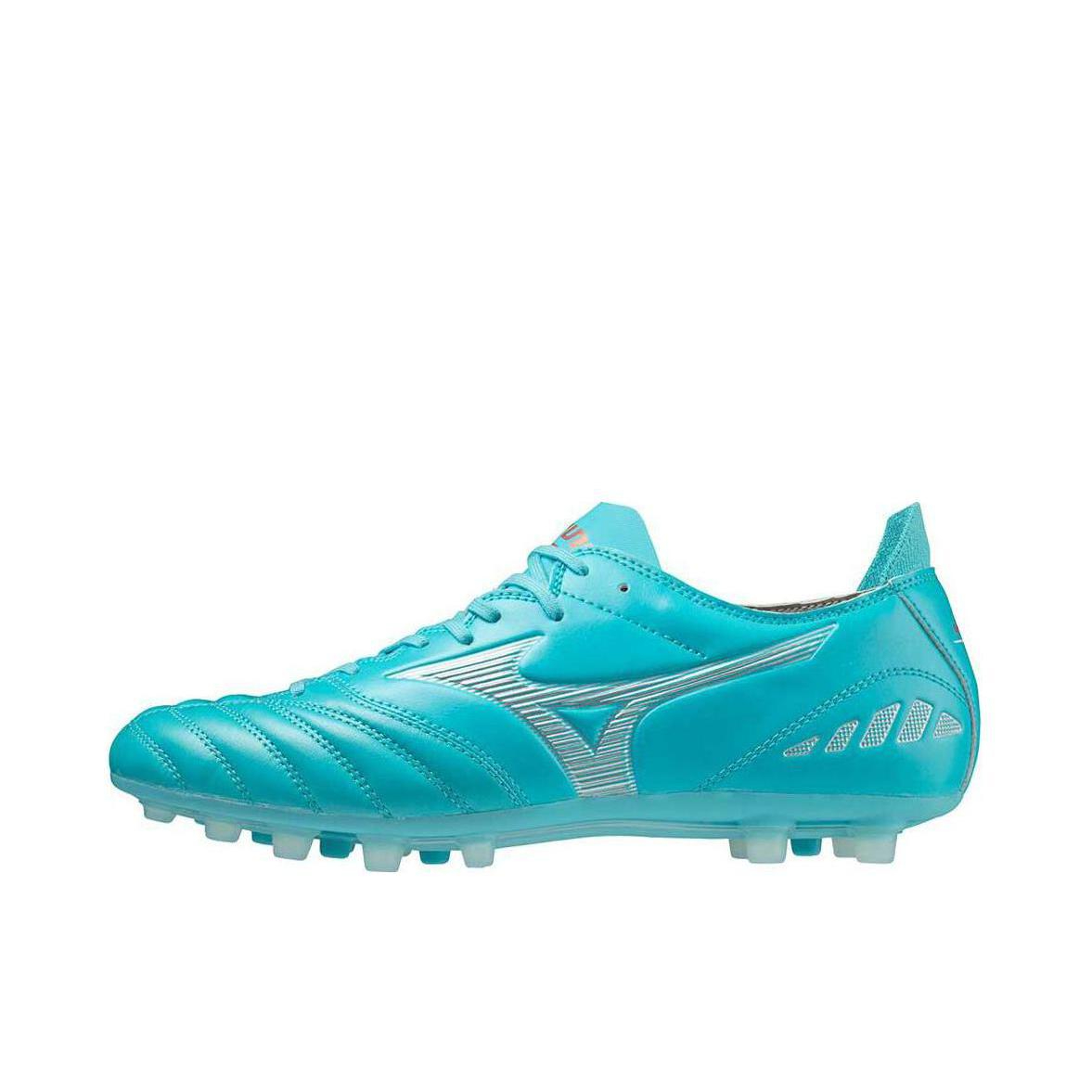 推荐商品：Mizuno/美津浓 Morelia NEO 3 Pro AG 人造草坪 减震透气 防滑耐磨 舒适短钉 圆头 胶质 足球鞋 浅蓝色/白色