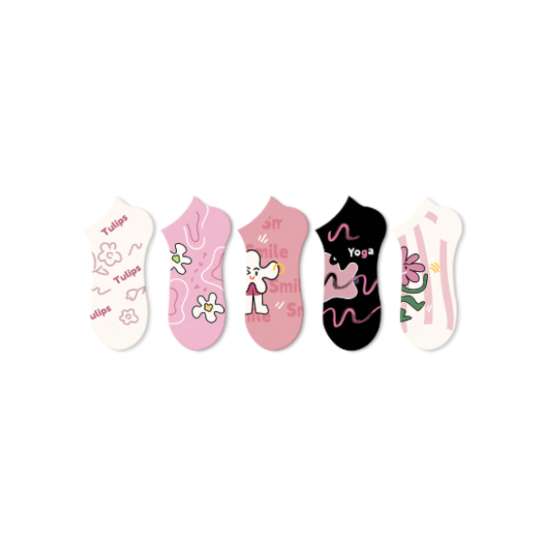 推荐商品：JKN 花卉系列春日花朵可爱清新外穿中短筒立体花朵日系船袜 CV23001