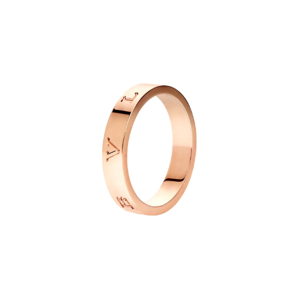 Bvlgari/宝格丽 Logo字母雕纹K金戒指 360325 玫瑰金色