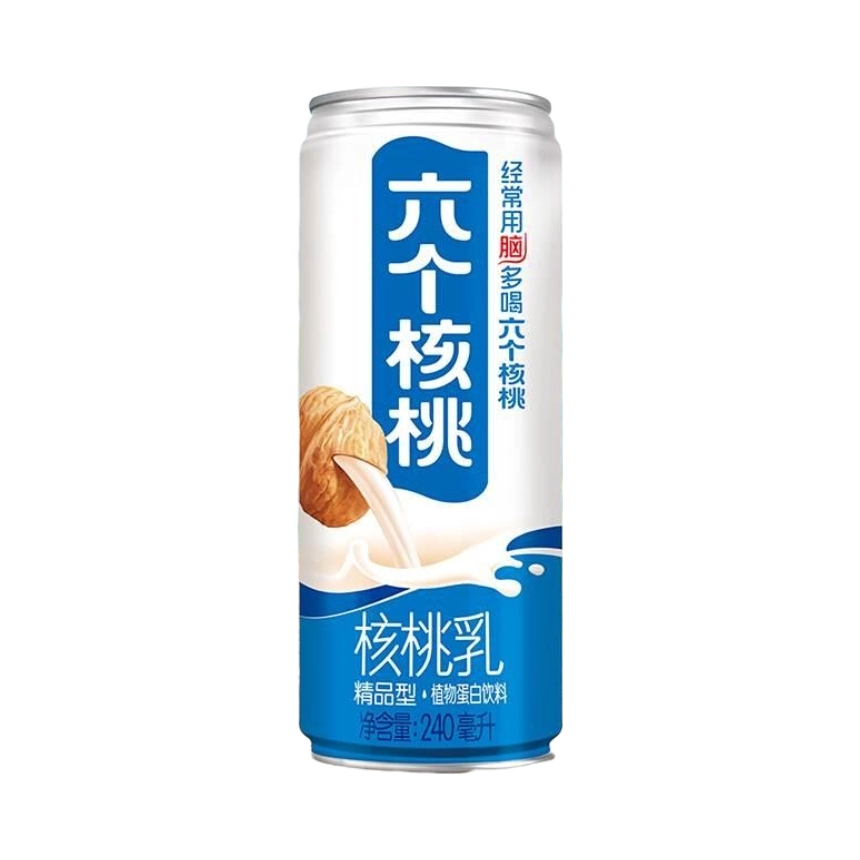 推荐商品：六个核桃 精品系列 240ml 核桃乳 罐装