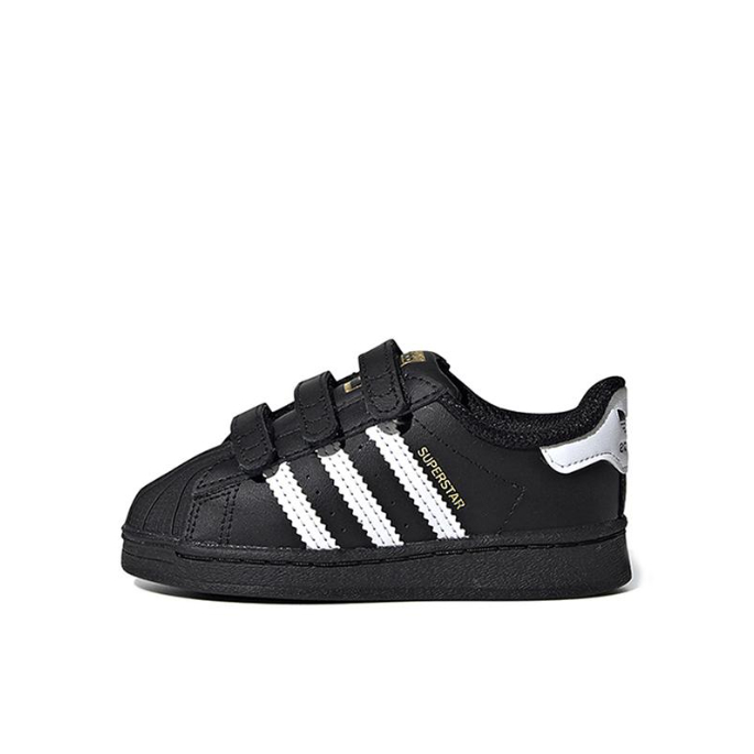 推荐商品：adidas Originals Superstar 贝壳头 魔术贴 板鞋儿童 小童/黑色/白色