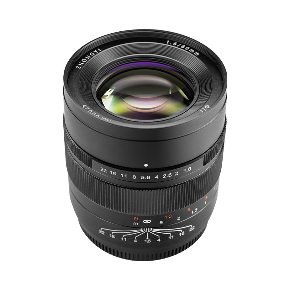 推荐商品：ZHONGYI OPTICS/中一光学 80mm F1.6 手动大光圈镜头 双组差速 对焦设计 近摄 夜景 人像