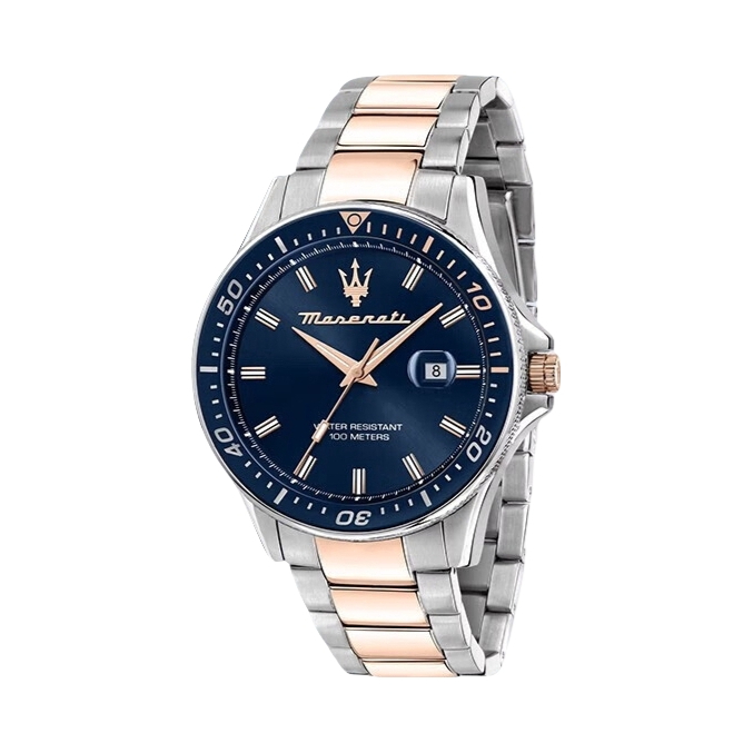 推荐商品：Maserati/玛莎拉蒂 挑战系列 潮酷三叉戟黑武士水鬼三针计时防水有分量大表盘石英男士手表