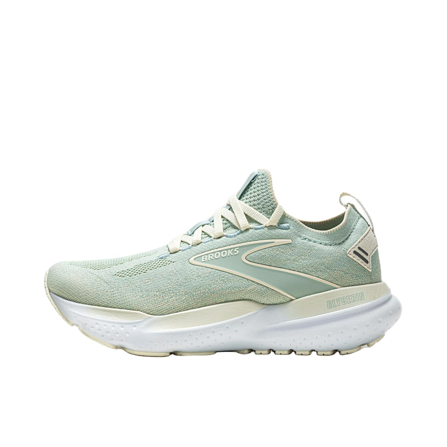 推荐商品：Brooks/布鲁克斯 Glycerin甘油21氮科技 防滑耐磨 贴合 缓震 支撑透气 跑鞋 女款/平衡/银绿/棉花糖淡粉/蛋清黄