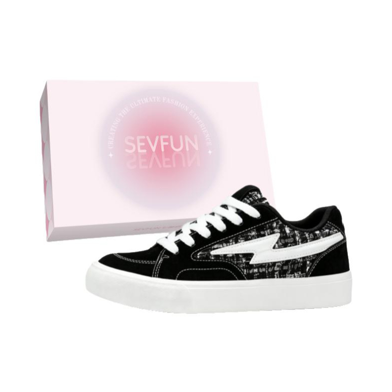 推荐商品：7 SEVFUN/七色纺 板鞋 情侣小众小香风街头 QNLZH-A18A 礼盒款/升级版️/黑色/白色