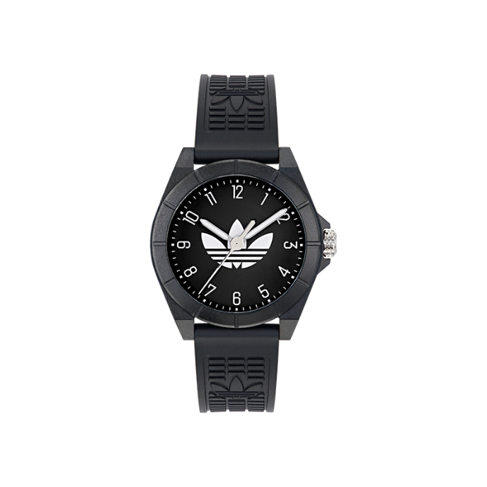 adidas Originals/三叶草 简约防水初高中石英男女同款手表 黑色