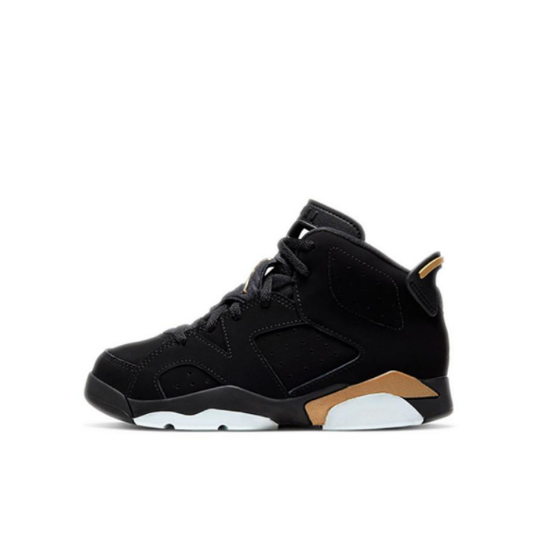 推荐商品：Air Jordan 6 防踢 平底 防滑耐磨 舒适轻便 复古百搭 减震 回弹 透气 运动鞋儿童 小童/黑色/金色