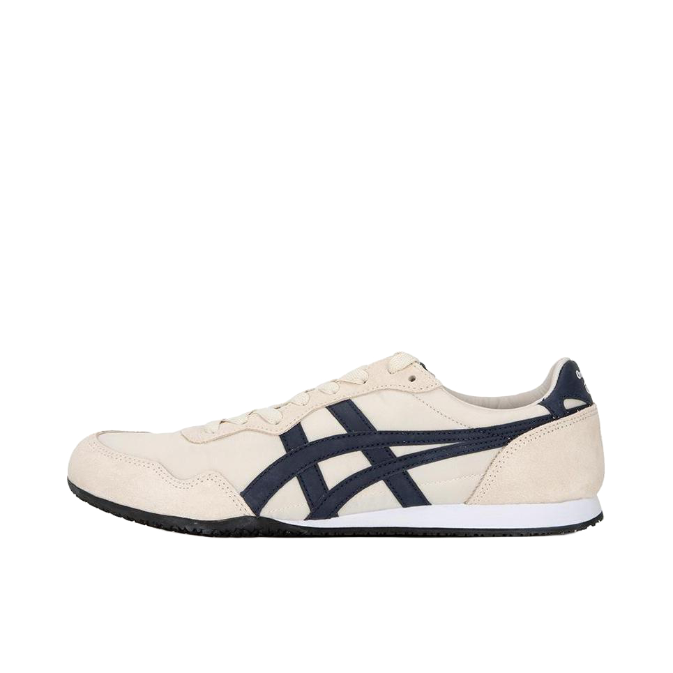推荐商品：Onitsuka Tiger 鬼冢虎 Serrano 运动休闲鞋 舒适轻便防滑耐磨网布透气百搭复古减震包裹性低帮 米白色/蓝色