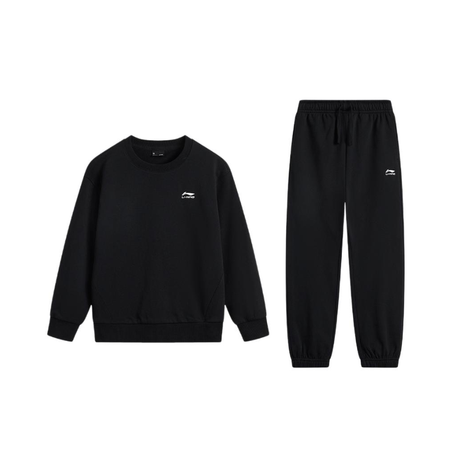 推荐商品：Li Ning/李宁童装 运动生活系列针织运动套装 小中大童 YWEV013 黑 