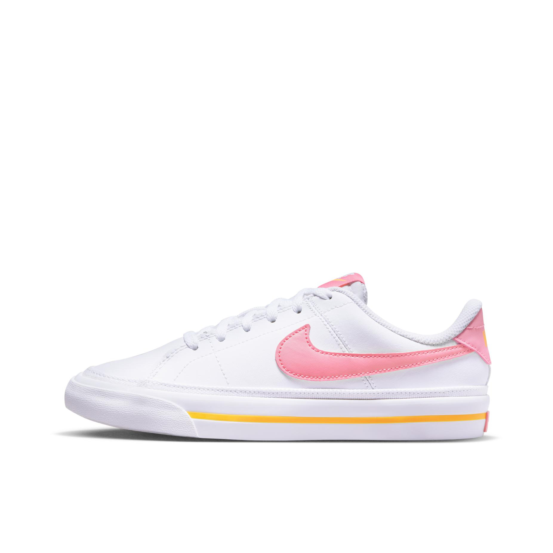 推荐商品：Nike Court Legacy 板鞋 复古舒适透气防滑耐磨休闲运动一脚蹬 白色/珊瑚粉红