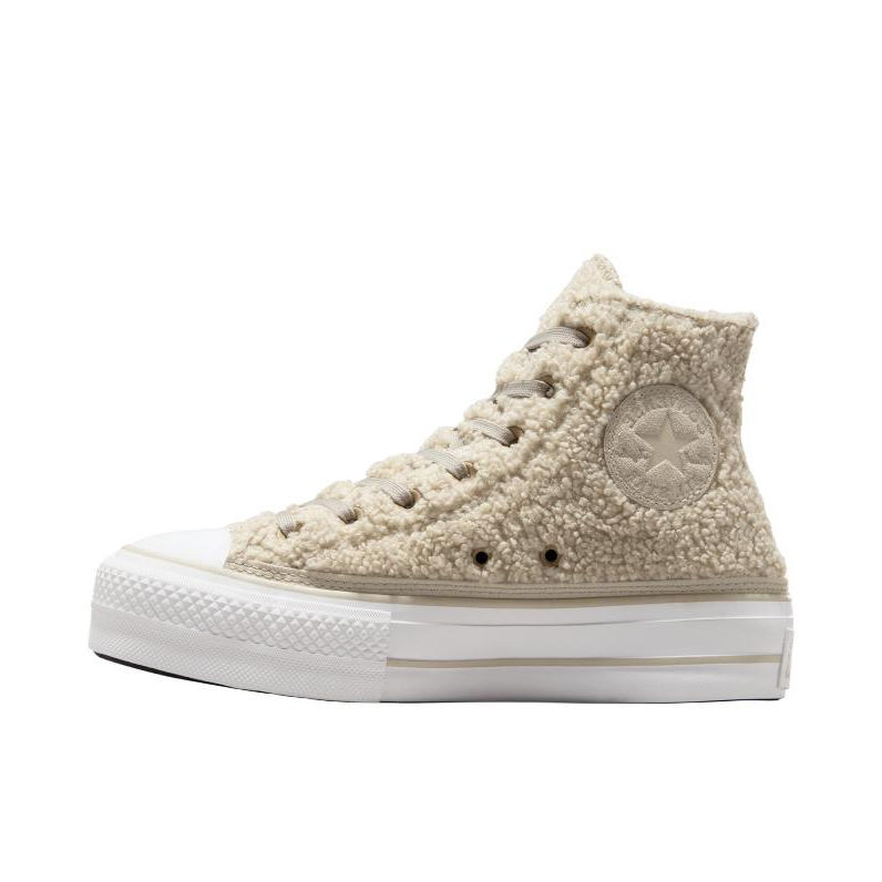 推荐商品：Converse/匡威 Chuck Taylor All Star Lift 帆布鞋 简约复古经典防滑耐磨舒适厚底圆头甜酷贴合松糕底流光风 抓绒/米色