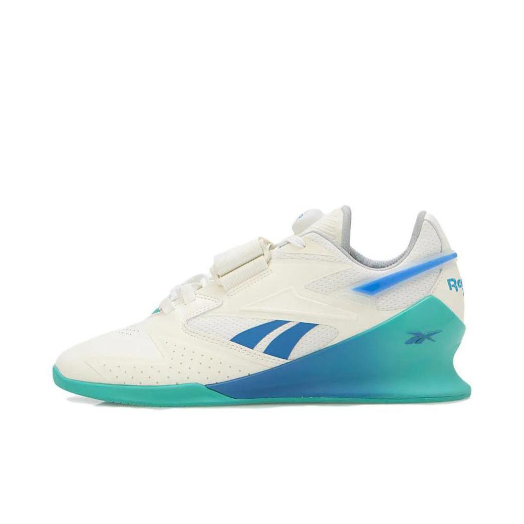 推荐商品：Reebok/锐步 Legacy Lifter 3 防滑耐磨 减震 舒适百搭 支撑平衡 力量健身 深蹲 训练鞋 白色绿色