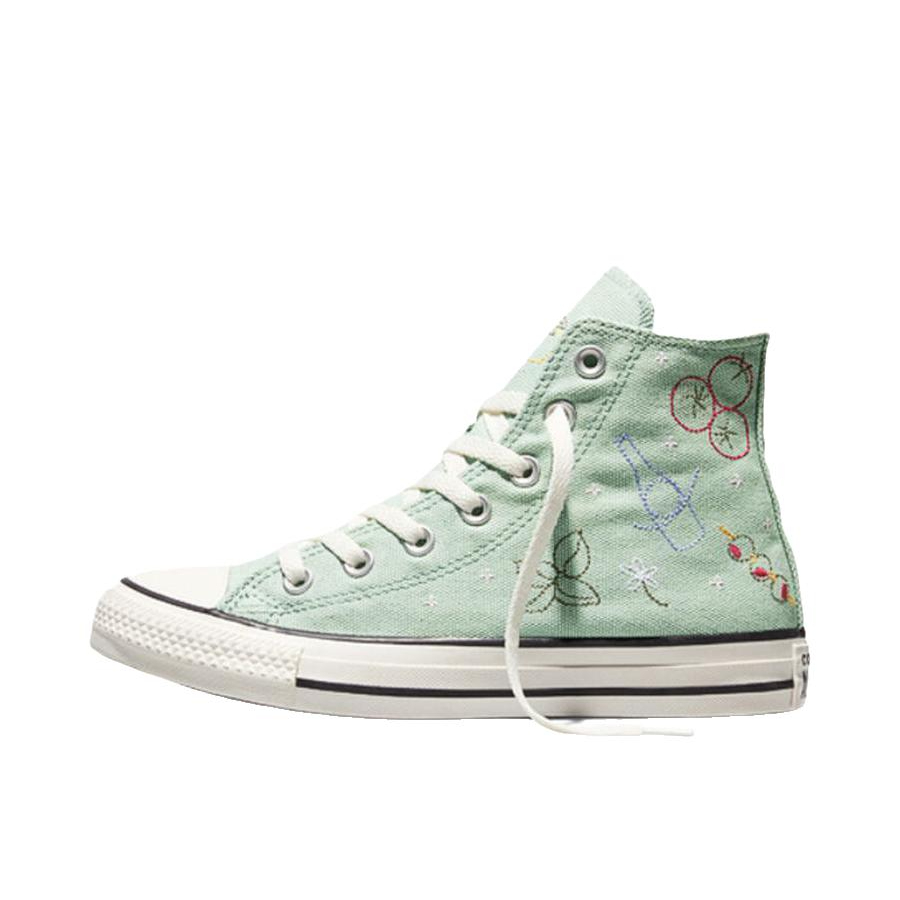 推荐商品：Converse/匡威 Chuck Taylor All Star 帆布鞋 常青款轻便防滑耐磨百搭复古圆头减震贴合高帮 高帮/百里香再次绿/金棕榈/非常紫