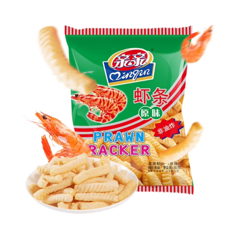 推荐商品：亲亲 虾条 80g 袋装 解馋宿舍怀旧膨化休闲 原味