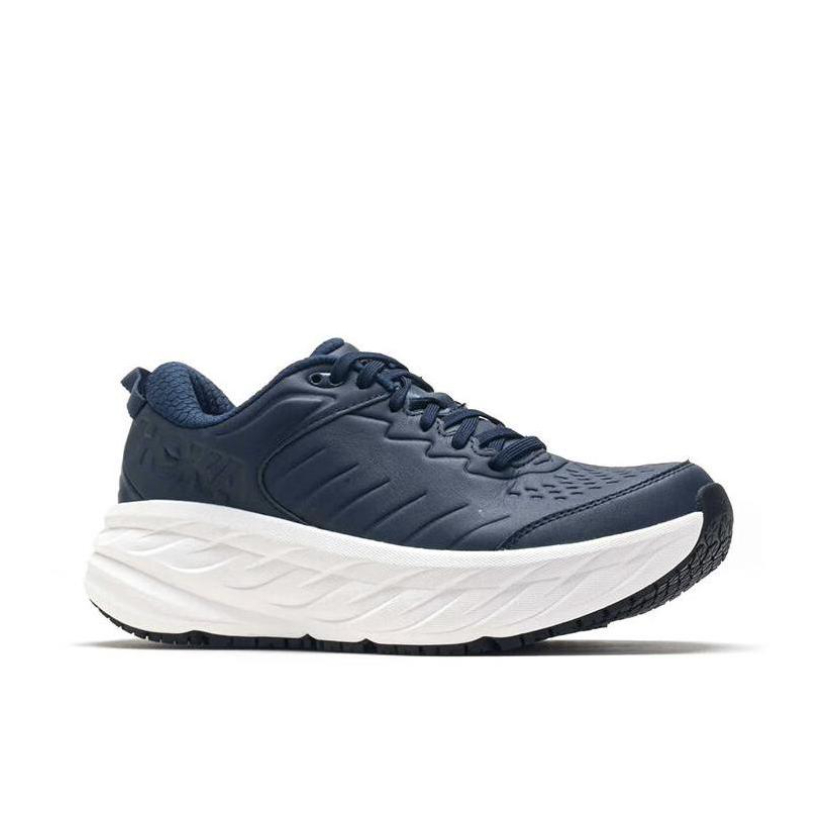 推荐商品：HOKA ONE ONE  Bondi SR  防滑耐磨 轻便减震 防水 织物 邦代 跑鞋 深蓝/白色