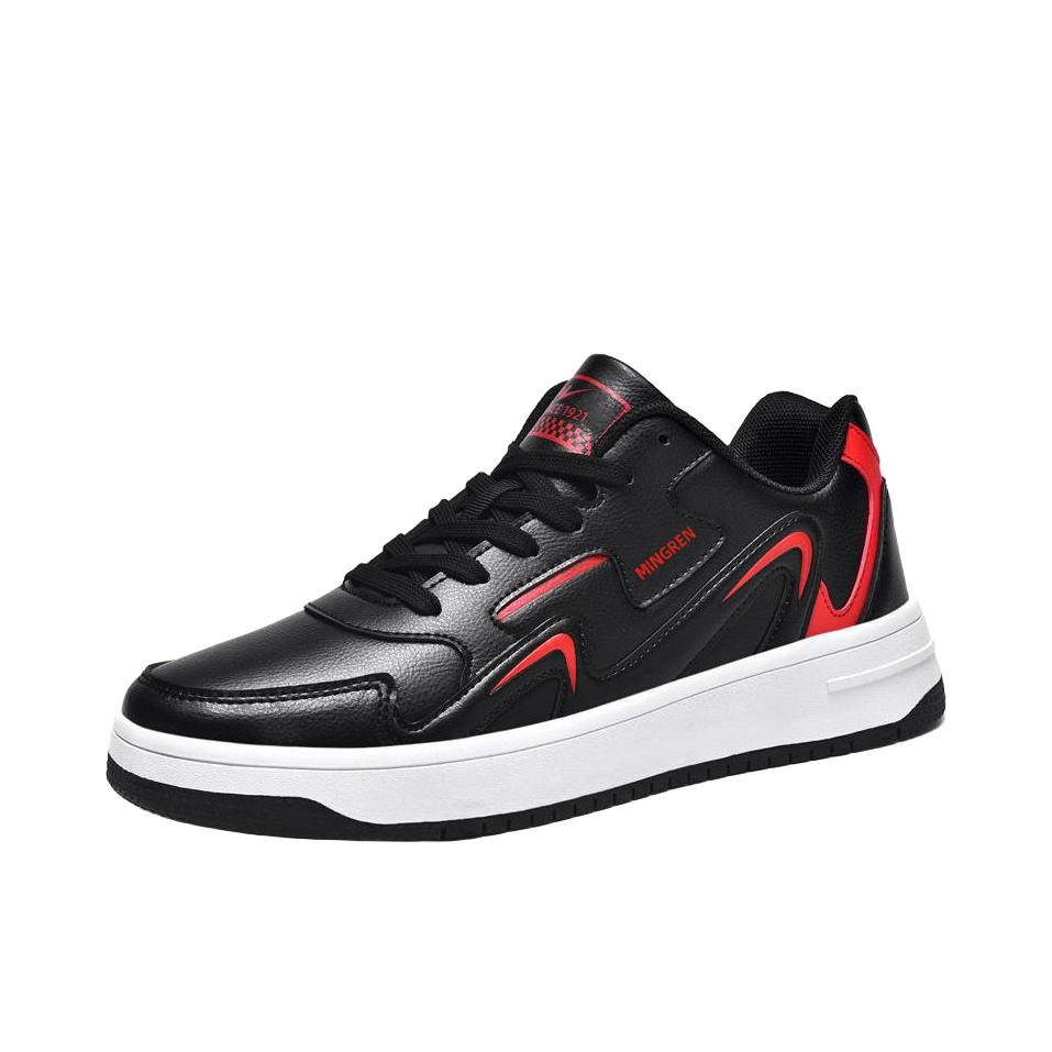 推荐商品：双星八特 皮面 防水 休闲 板鞋 黑红