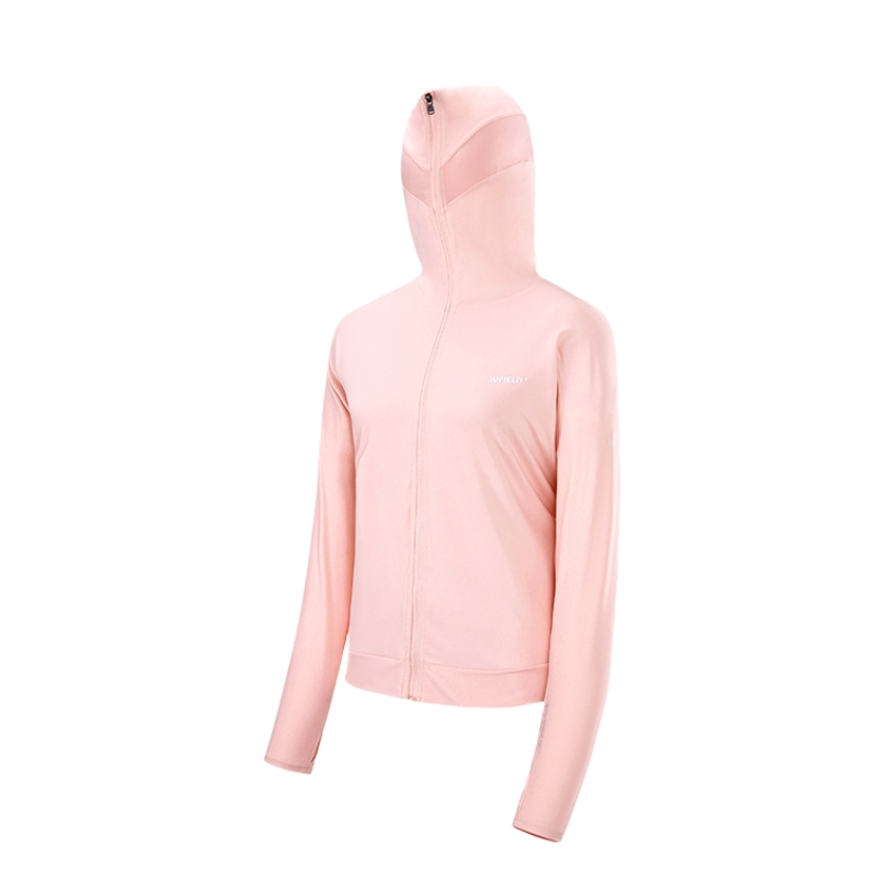 推荐商品：Supield 纯色轻薄防紫外线全面防晒头部全波段连帽防晒衣 F327 冰桃粉