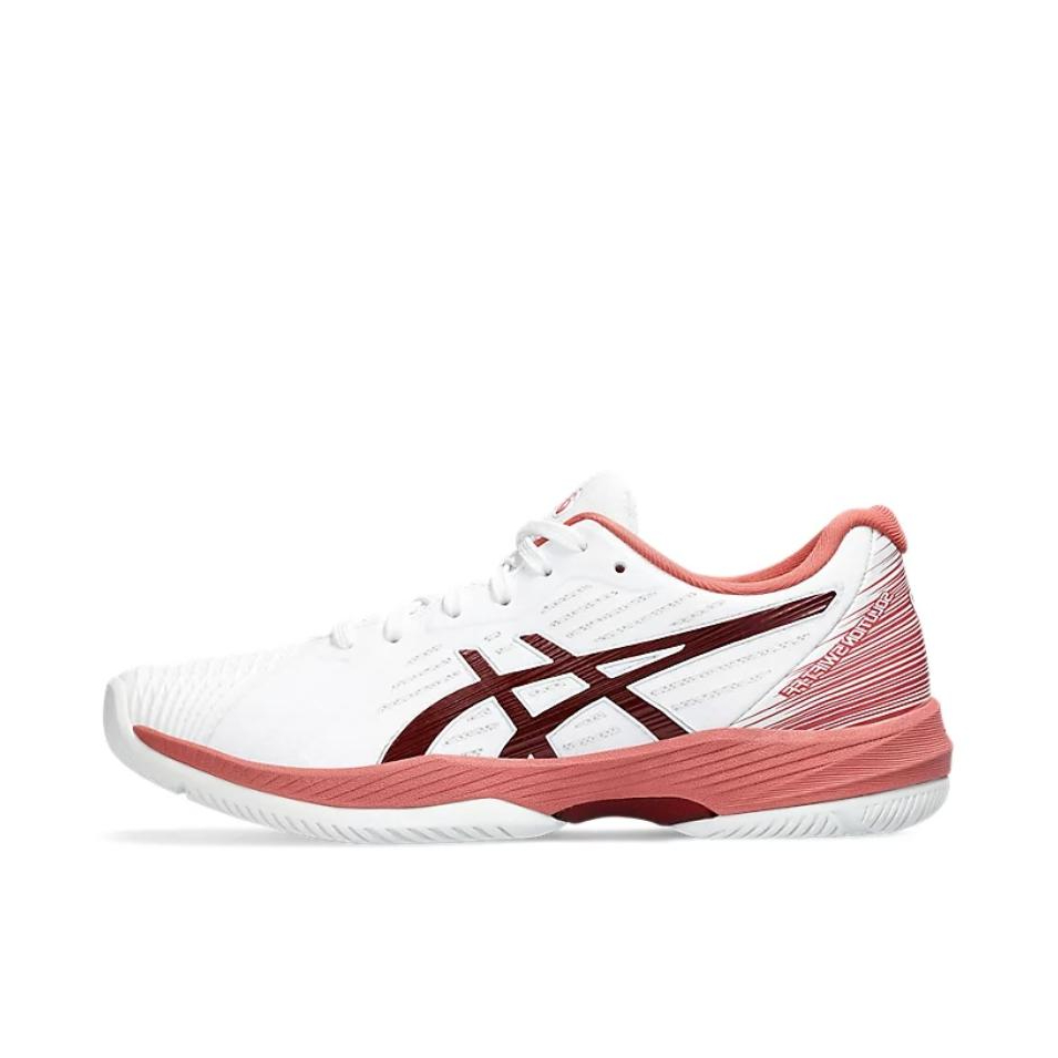 推荐商品：Asics/亚瑟士 Solution Swift FF 耐磨 透气 舒适 防滑 休闲 网球鞋 白色/淡红色  