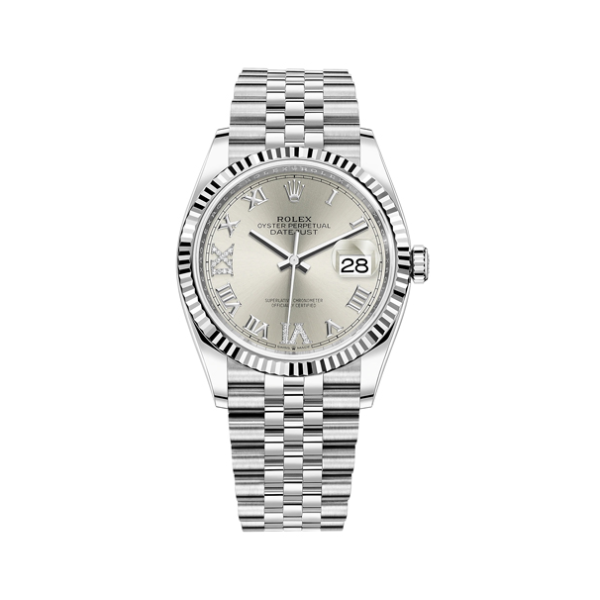 ROLEX/劳力士 日志型系列 镶钻黄金钢100米防水蚝式钢日期显示自动机械男士手表 银色 m126234-0029