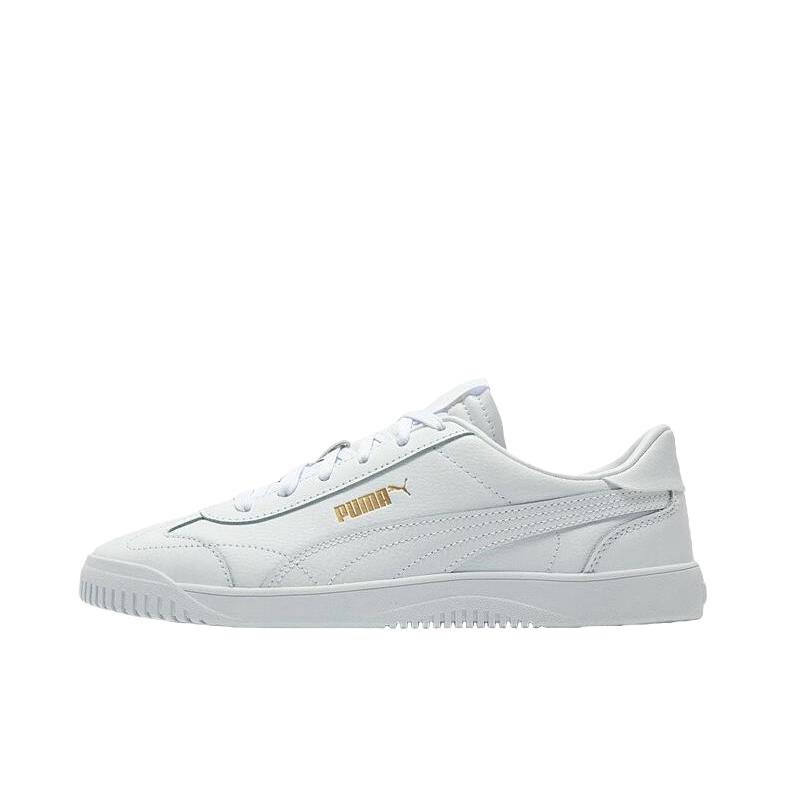 推荐商品：Puma/彪马 Club 5v5 板鞋 T头拼接复古百搭防滑耐磨薄底舒适缓震 白色/金色