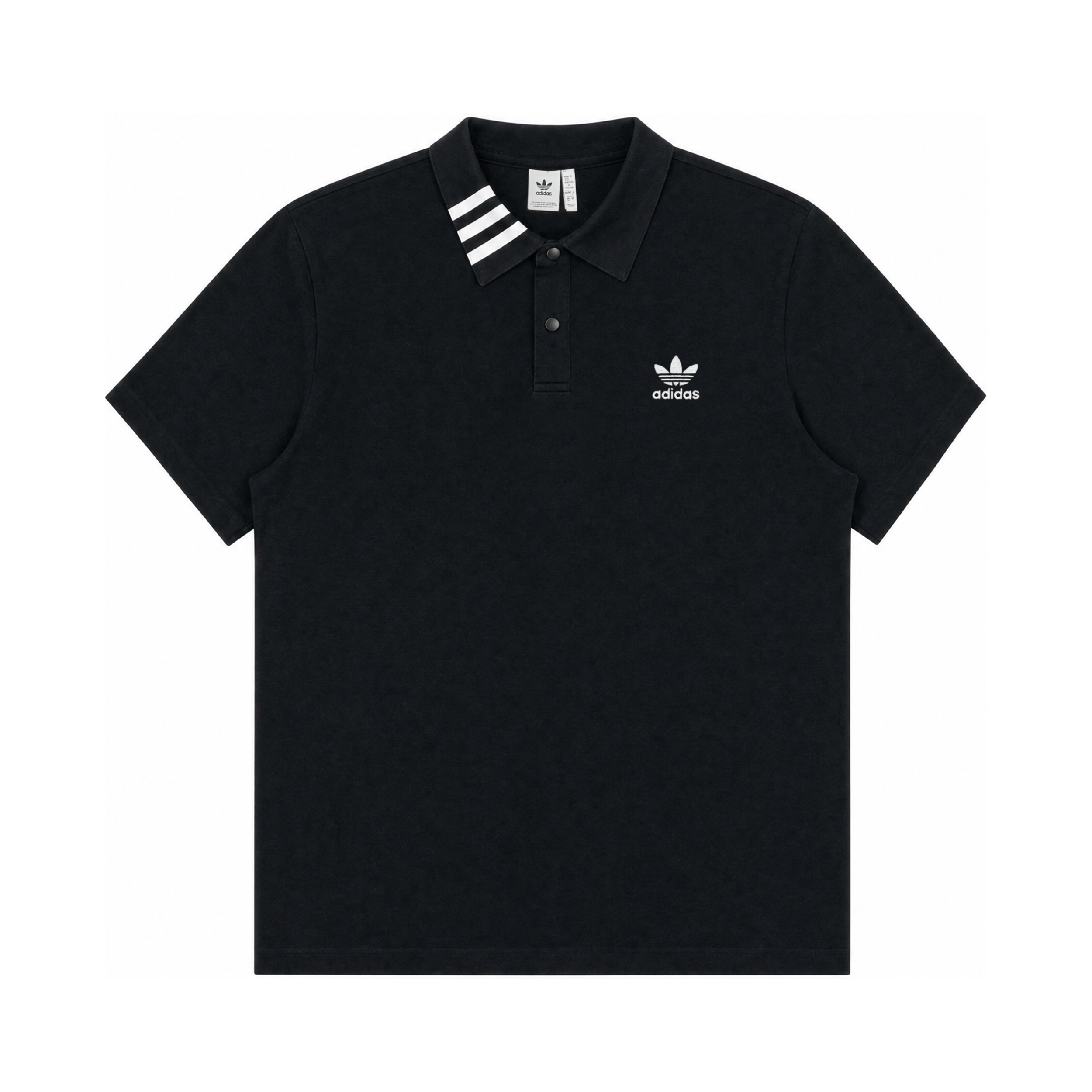 adidas Originals/三叶草 极简风文艺风手工拼接盘扣刺绣罗纹圆领落肩袖短袖T恤 JD0349 定制/黑/黑调精英