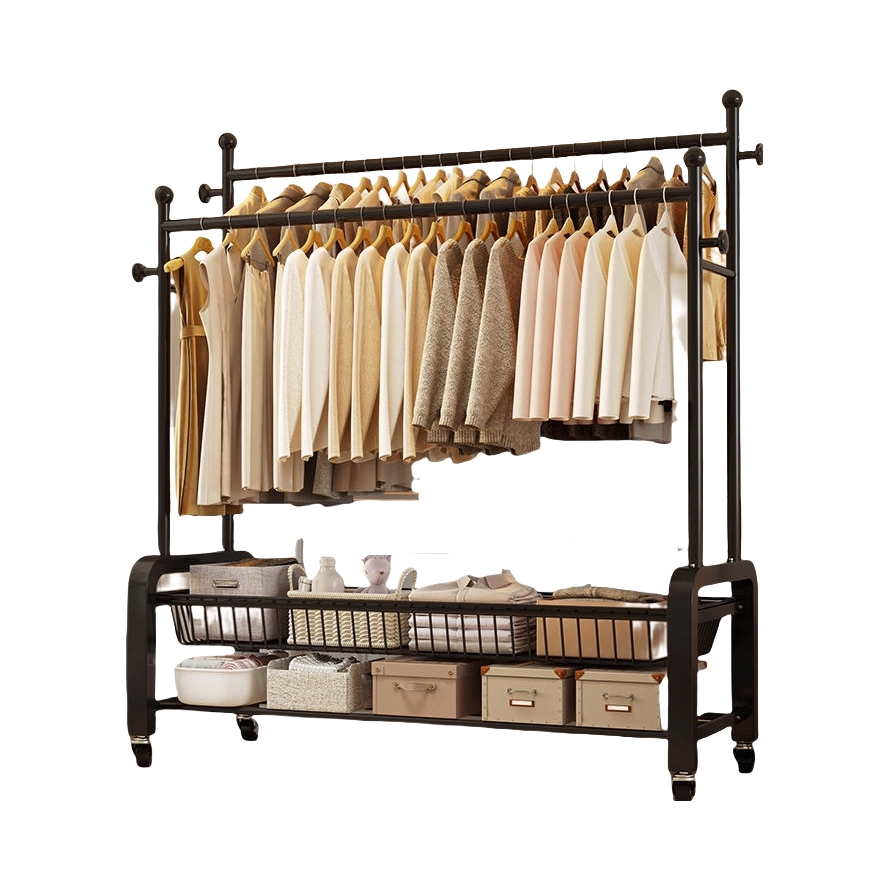 推荐商品：红百吉 碳钢 双杆 落地挂衣架