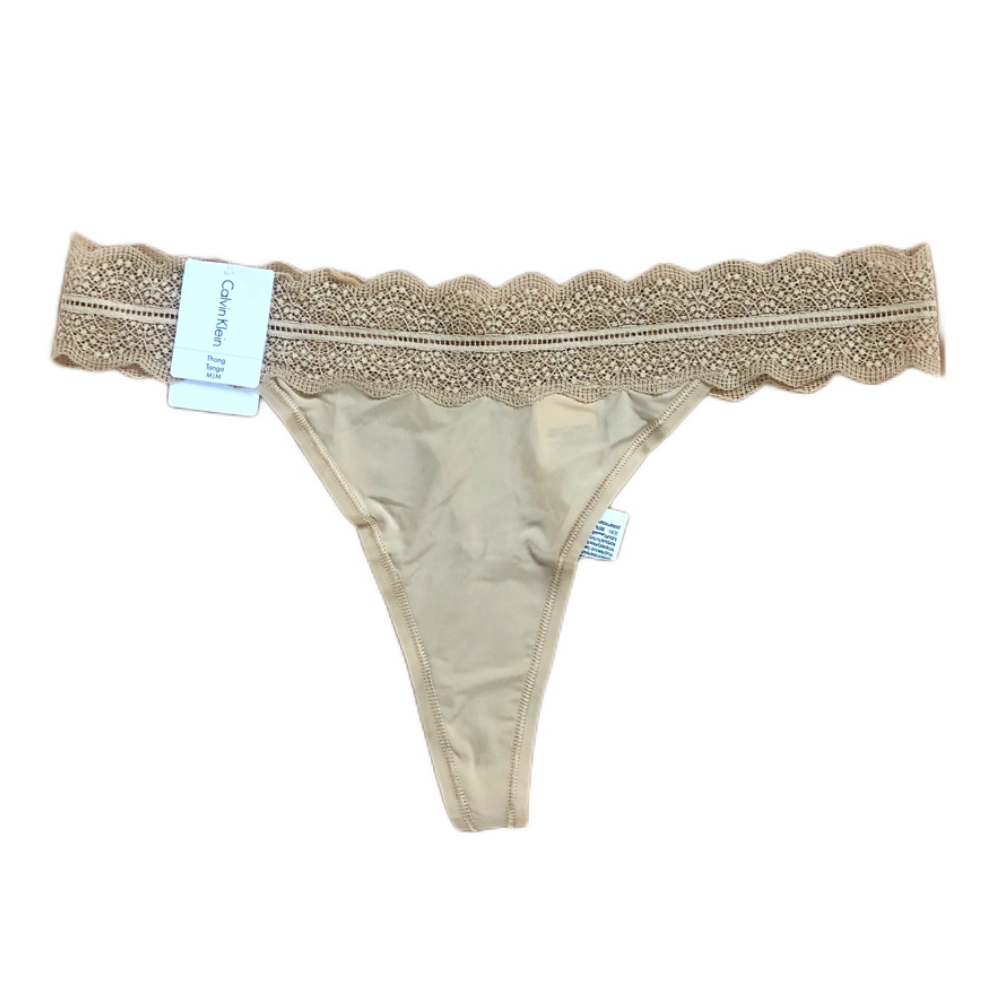 Calvin Klein 透气蕾丝边丁字内裤 QD3779