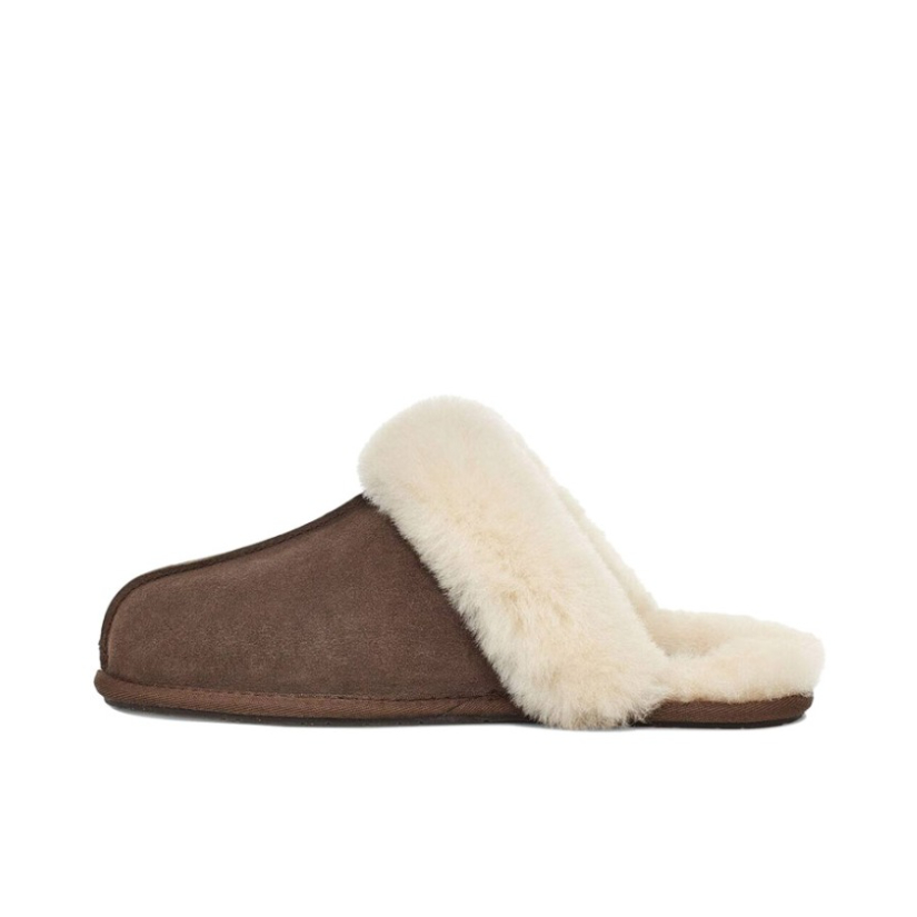 推荐商品：UGG Scuffette 2 休闲轻便 舒适时尚 包头浅口 圆头 加绒加厚 防磨毛鞋领 冬季拖鞋 加绒/棕色