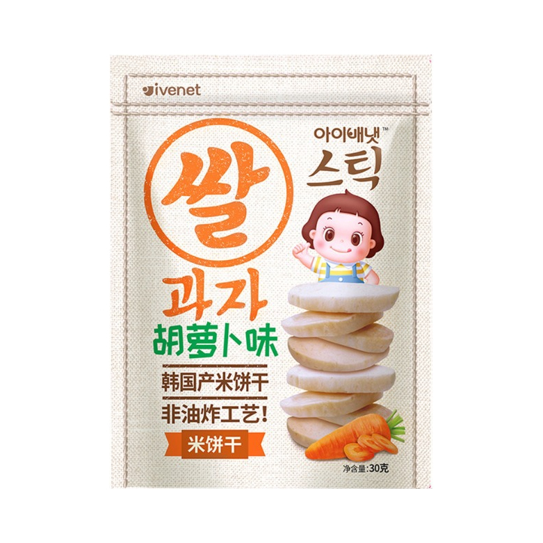 推荐商品：艾唯倪/ivenet 婴儿无添加辅食磨牙米饼干 韩国进口非油炸原味无添加糖盐7种口味无添加糖和盐