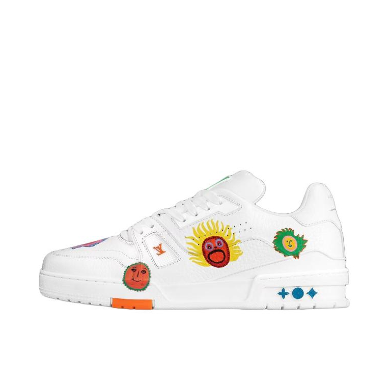 推荐商品：Louis Vuitton Trainer系列 时尚 牛皮 圆头 防滑 轻便 板鞋 Yayoi Kusama联名/白色