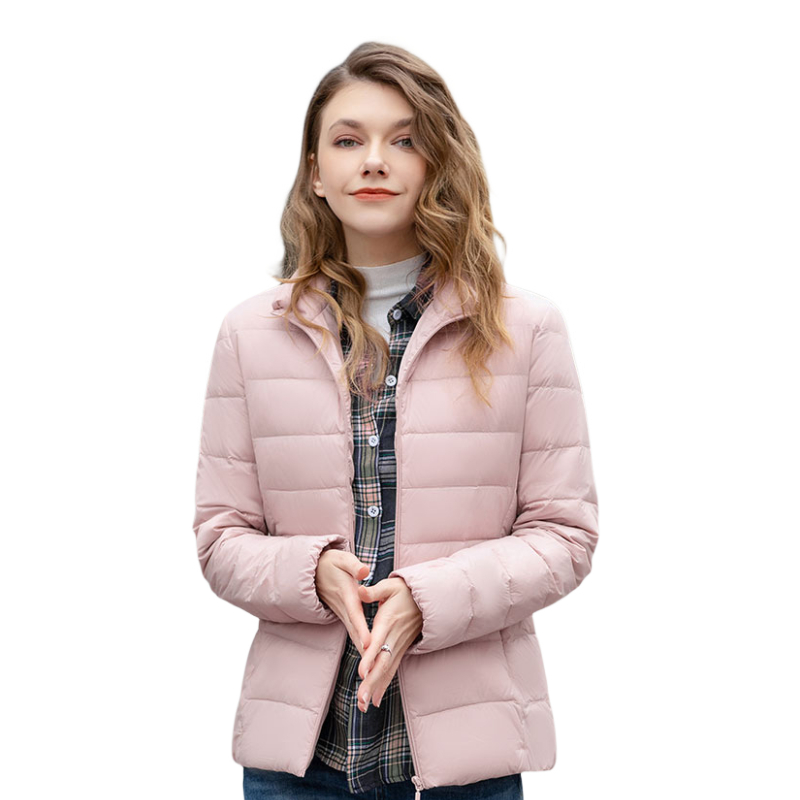 推荐商品：杰奥 白鸭绒立领短款羽绒服 男女同款 1313202 水粉/女