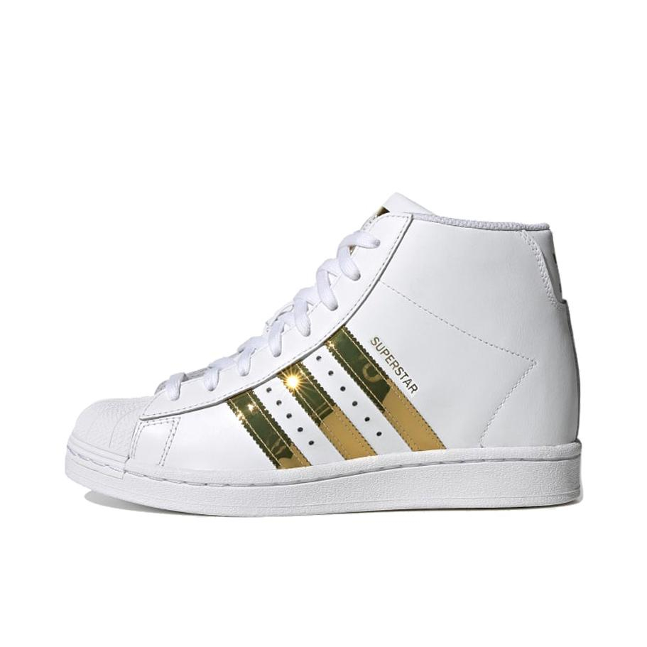 推荐商品：adidas Originals Superstar UP 贝壳头 坡跟 防滑耐磨 舒适轻便 潮流 休闲 通勤 增高鞋 白色/金色