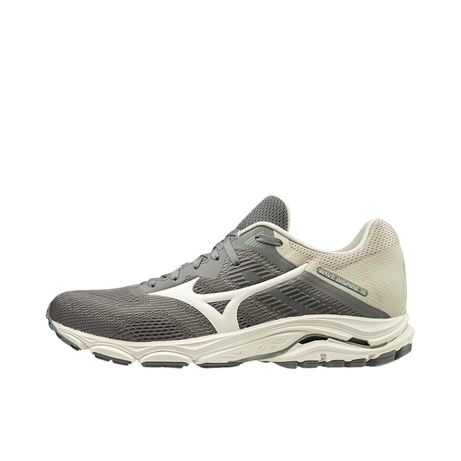 推荐商品：Mizuno/美津浓 Wave Inspire 16 稳定支撑 减震 防滑耐磨 舒适透气 织物 合成革 跑鞋 灰色