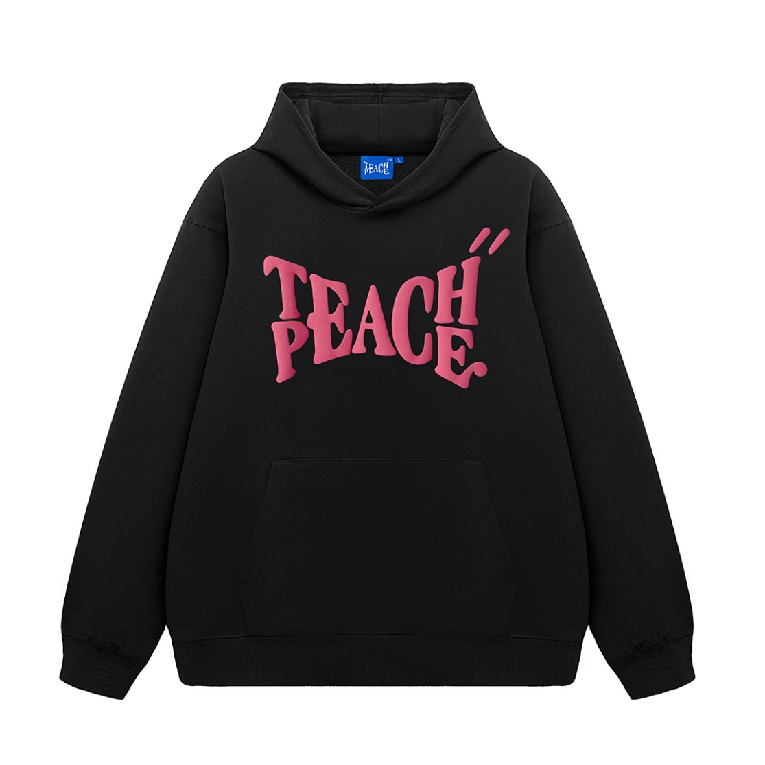 推荐商品：【蒙恩同款】Teach Peace  美式发泡字母连帽卫衣 男女同款 TP323122701 黑