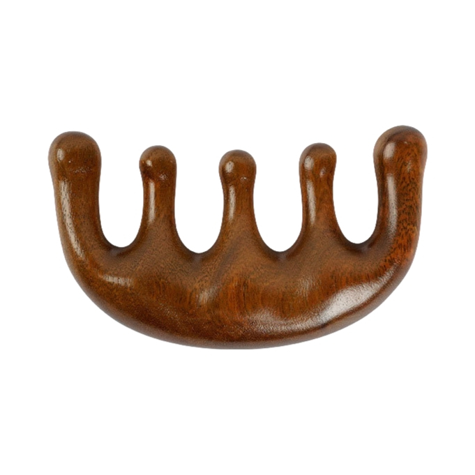 推荐商品：草木芝 绿檀木头部经络梳子 宽齿紫光檀