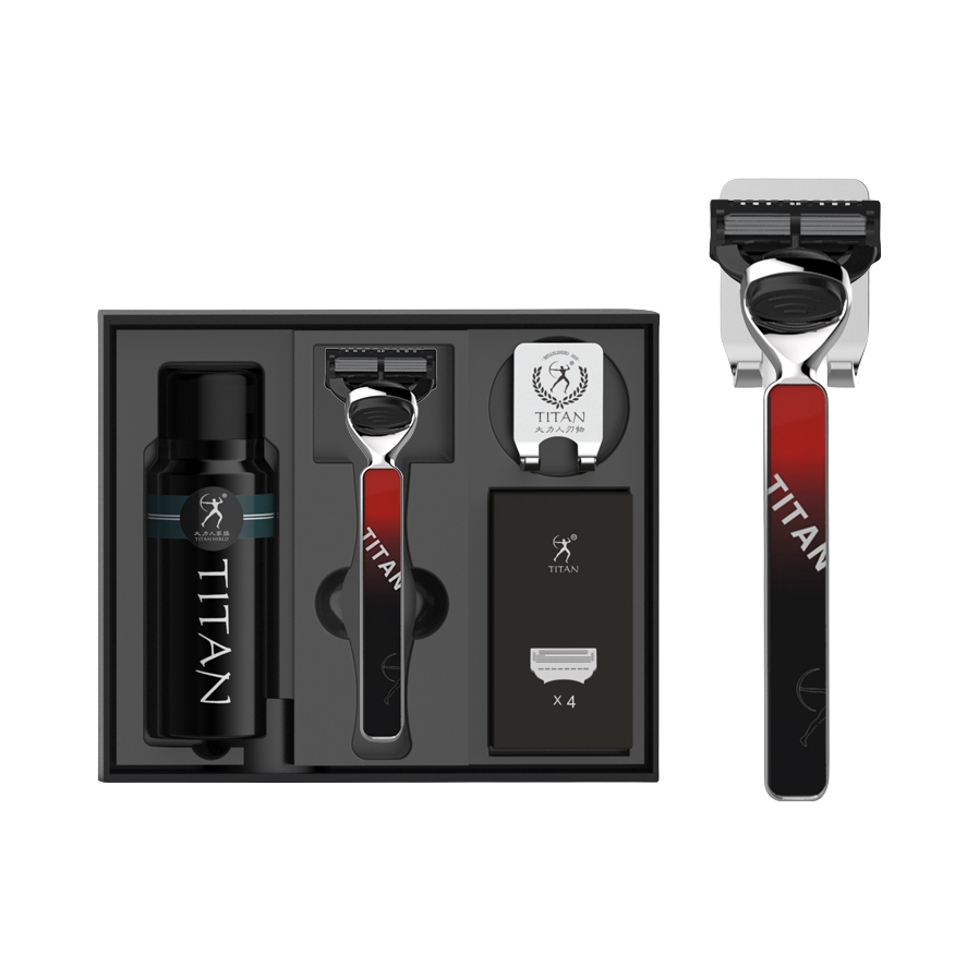 推荐商品：TITAN/大力人 男士五层刀片手动刮胡须剃须套装 老式中国风