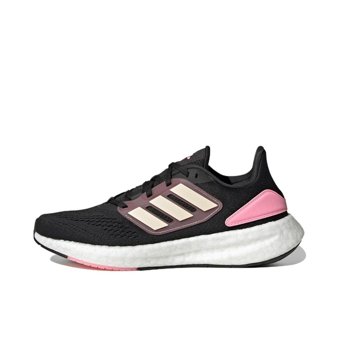 推荐商品：adidas Pureboost 2022 跑鞋 随心畅跑减震防滑耐磨网布透气 女款/黑色/粉色